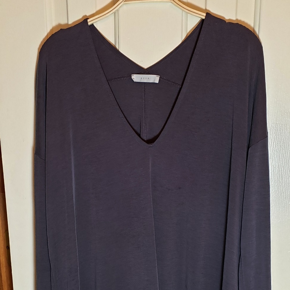 Lush Grey top/blouse High Low long sleeve size L